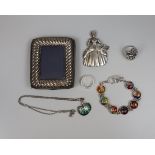 Collection of silver jewellery and hallmarked silver photo frame