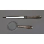 Hallmarked silver letter opener & magnifying glass