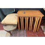 Gout stool, nest of tables & another stool