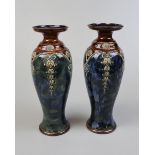 Pair of Royal Doulton vases one A/F - Approx height 28cm