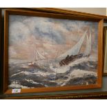 Oil on board - Nautical scene by J L Jones - Approx image size 48cm x 36cm