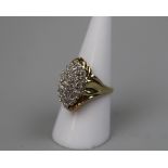 Large 9ct gold diamond cocktail ring - Size: O