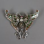 Silver and enamel butterfly brooch/pendant