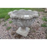Stone pedestal planter - Approx height: 44cm