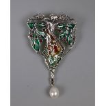 Silver and enamel Art Nouveau style pendant