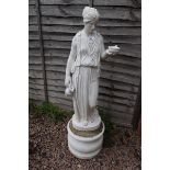 Stone statue of water maiden - Approx height: 132cm