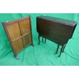 Drop leaf lyre end table together with an Arts & Crafts fire screen