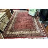Large red rug by Keshan - Approx size: 350cm x 248cm