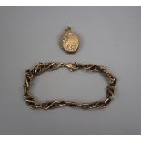 Gold bracelet together with a gold locket - Approx weight 13.2g