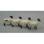 4 Beswick black faced sheep figurines