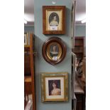 3 miniature pictures of ladies