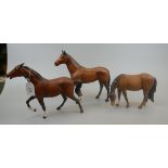 2 Beswick horse figurines (one A/F) together with a Royal Doulton horse figurine - Approx height