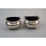 Pair of hallmarked silver Chester silver salts - Approx weight without liners: 110g