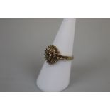 9ct gold diamond set cluster ring - Size: N