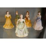 2 Coalport & 3 Royal Doulton figures