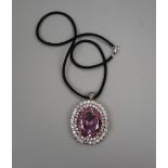 Large silver amethyst set pendant