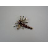 9ct gold garnet set dragonfly pendant