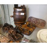 Collectables to include replica shield, wooden bound barrel for spirits together with wooden