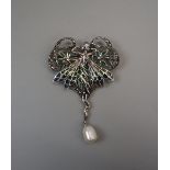 Silver & enamel pearl drop fairy pendant