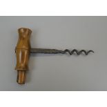 Olivewood and blacksmith forged corkscrew