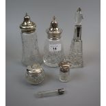 Collection of hallmarked silver topped bottles