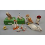 Collection of 10 Beswick bird figurines