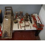 Hydrolic trolly, jack pillar, jacks wind up jacks and 2 axle stands and 2 ramps