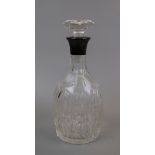 Hallmarked silver collared cut glass decanter