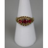 18ct gold and red stone ring Chester 1917 - Size O