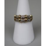 9ct gold diamond set ring - Size M