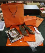Collection Hermes birkin dust cover plus raincoat, shoes, catalogues and carry bags