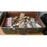 Collection of vintage match boxes in tin trunk together with 2 others