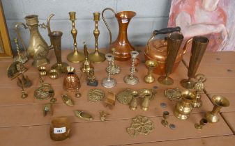 Collection of metal ware to include copper and brass