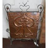 Arts and Crafts copper and iron firescreen