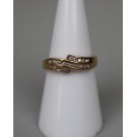 9ct gold diamond channel set ring - Size M