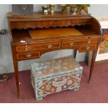 Antique Tambour front desk - Approx size W: 108cm D: 54cm H: 96cm