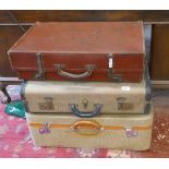 3 vintage suitcases one initialled M H W