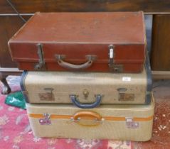 3 vintage suitcases one initialled M H W
