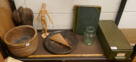 Collectables to include articulated artists figure and wooden mask