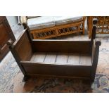 19th century Victorian pine cradle with knop finials