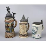 Collection of German Steins one with pre war Nazi insignia