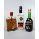 3 bottles to include Vodka Romanoff, Marie Brizard liqueur and brandy