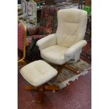 Reclining swivel base armchair with footstoolÿÿ