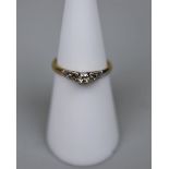 18ct gold diamond solitaire set ring with diamond shoulders - Size K