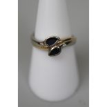 9ct gold sapphire and diamond set ring - Size N