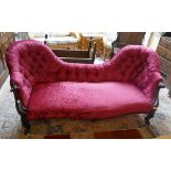 Victorian chaise longue in crushed velvet