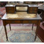 Antique oak ladies writing desk - Approx size W: 91cm D: 56cm H: 95cm