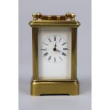19thC miniature French brass carriage clock with key