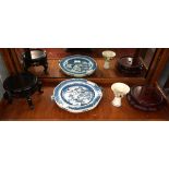 Collection of Oriental ware to include warming plate, long stemmed cup etc