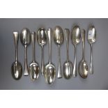 Collection of hallmarked silver spoons with mousetails - Approx weight 653g